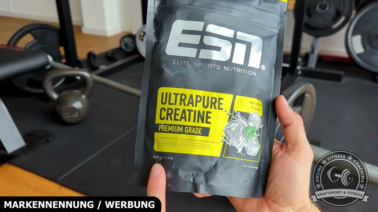 Der Standbeutel von ESN Ultrapure Creatine enthält 500 g geschmacksneutrales und mikrofein gemahlenes Kreatin-Monohydrat.