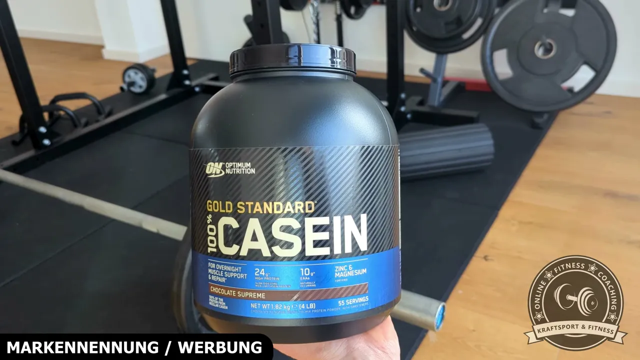 Die Dose des Optimum Nutrition Gold Standard 100% Casein enthält 1,82 kg Pulver in der Geschmacksrichtung Chocolate Supreme.
