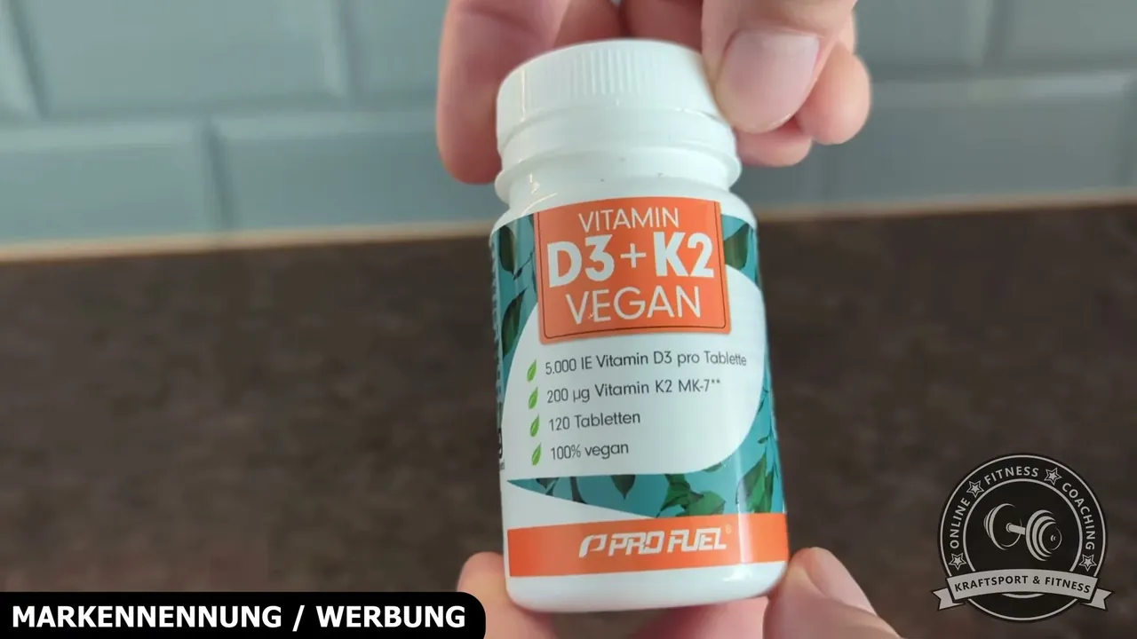 Die handliche Dose enthält 120 vegane Tabletten mit einer Kombination aus Vitamin D3 und K2.