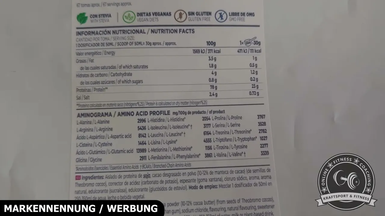 Meiner Meinung nach sind 78 g Protein pro 100 g absolute Spitzenwerte im Vergleich zu normalem Whey.