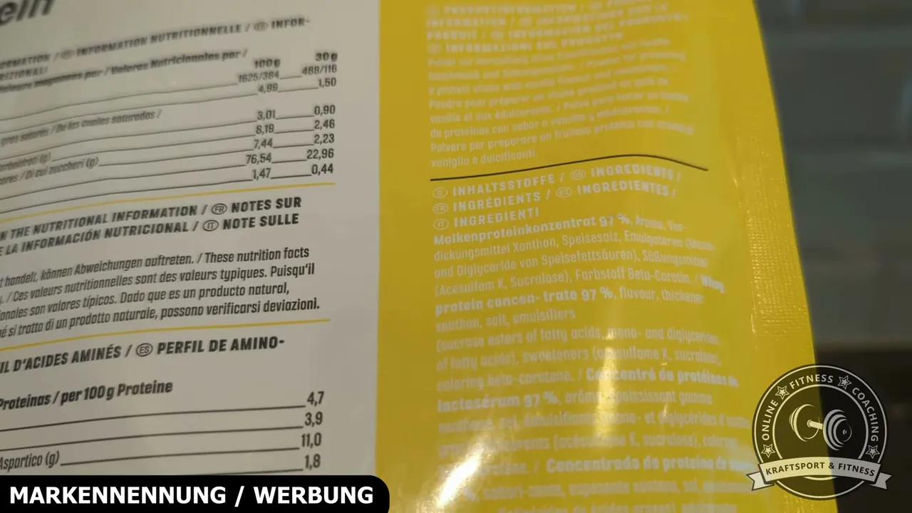 Den hohen Anteil von 97 Prozent Molkenproteinkonzentrat bei den Inhaltsstoffen finde ich klasse.