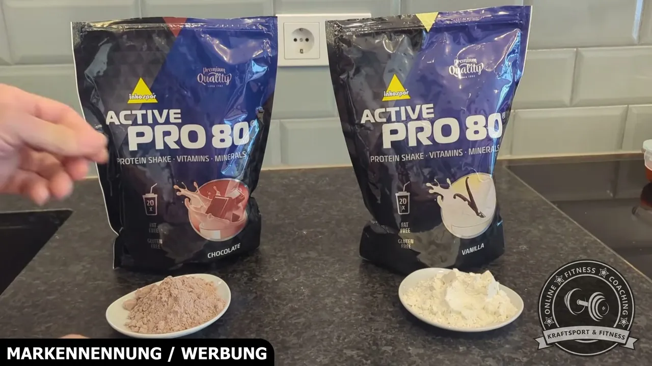 In meinem Test schaue ich mir mit Schoko und Vanille direkt zwei beliebte Geschmacksrichtungen des Active Pro 80 an.
