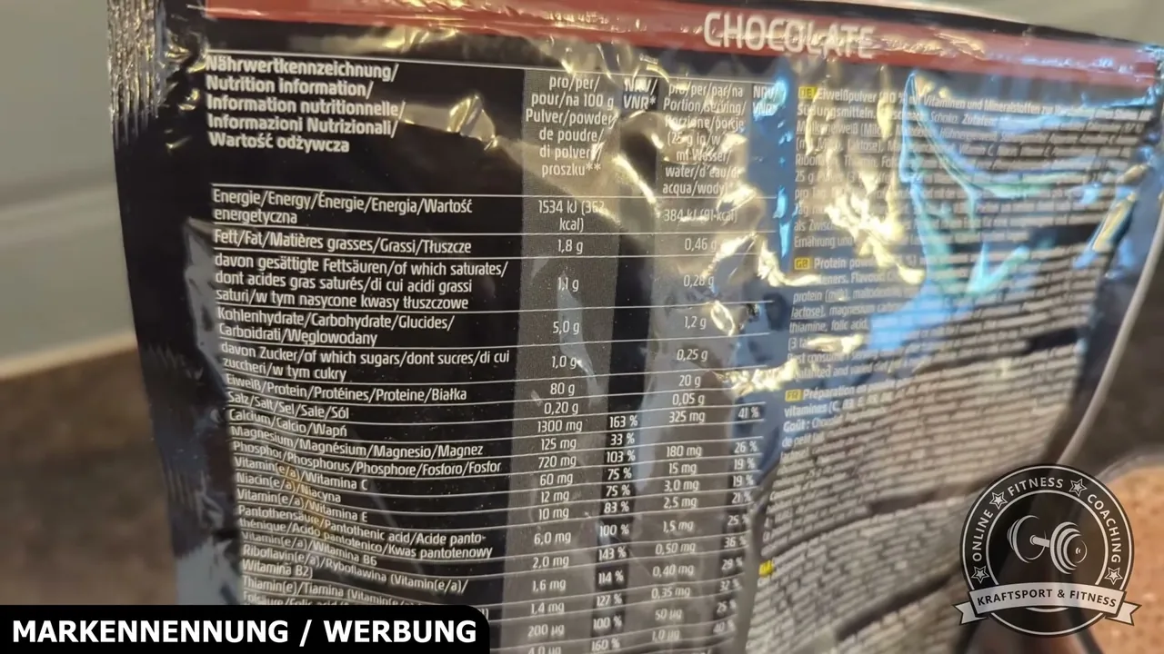 Meiner Meinung nach sind 80 Gramm Eiweiß pro 100 Gramm ein richtig starker Wert für ein Mehrkomponentenprotein.