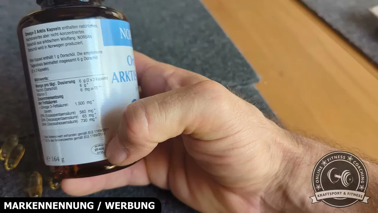 Die Nährwerttabelle weist pro Tagesdosis von sechs Kapseln 1.500 mg Omega-3-Fettsäuren sowie EPA und DHA aus.