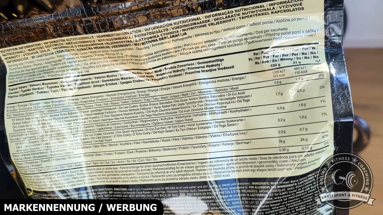 Meiner Meinung nach können sich die soliden Nährwerte mit 76 g Eiweiß pro 100 g Pulver absolut sehen lassen.
